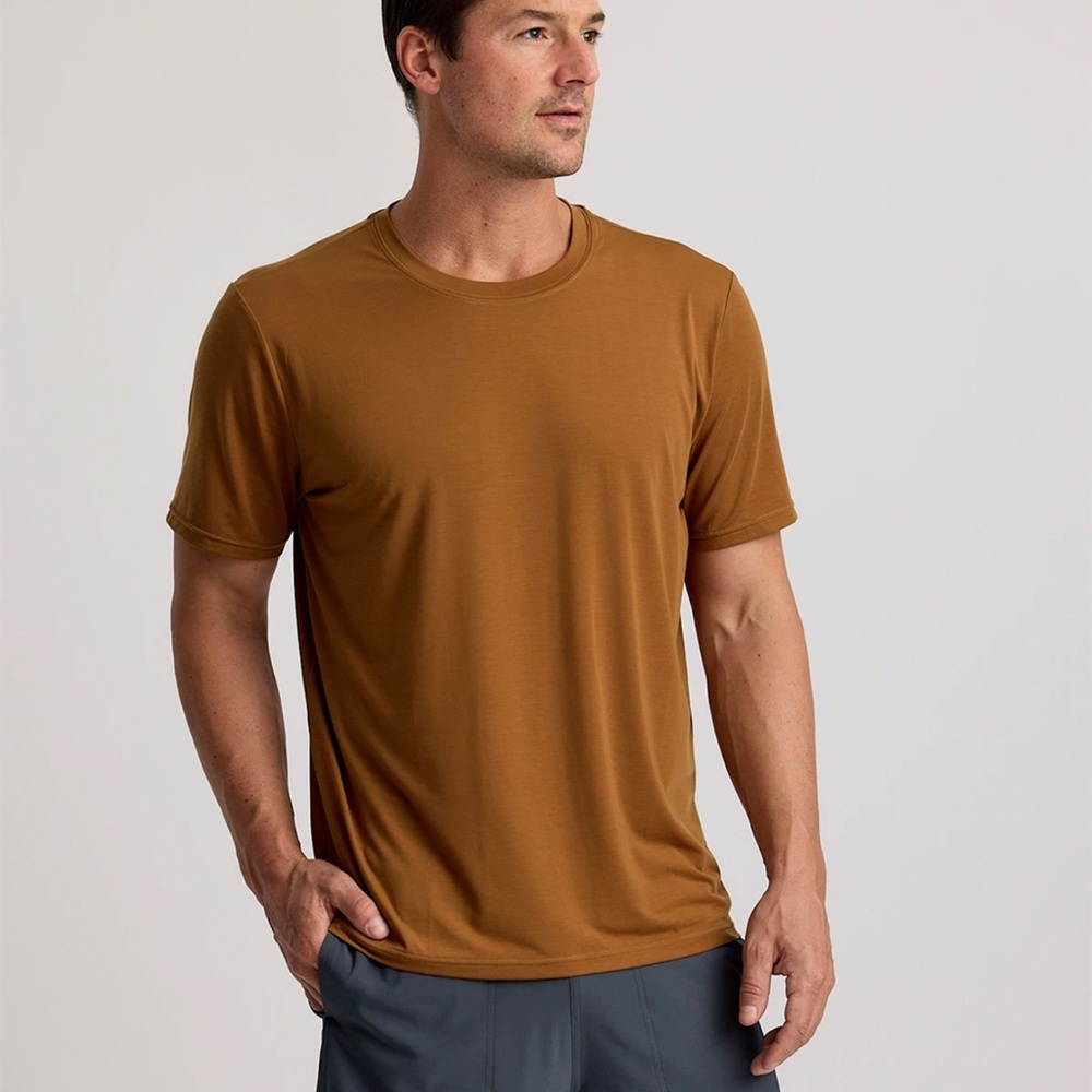Free Fly Apparel Men's Bamboo Motion Tan Short Sleeve Tee